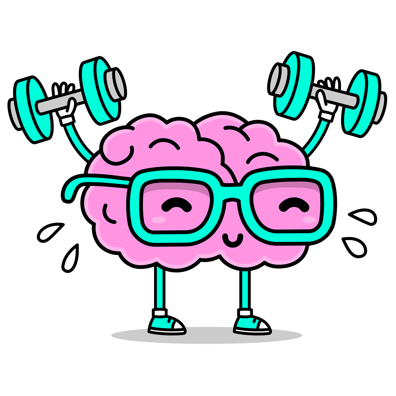 A picture of a brain lifting weights